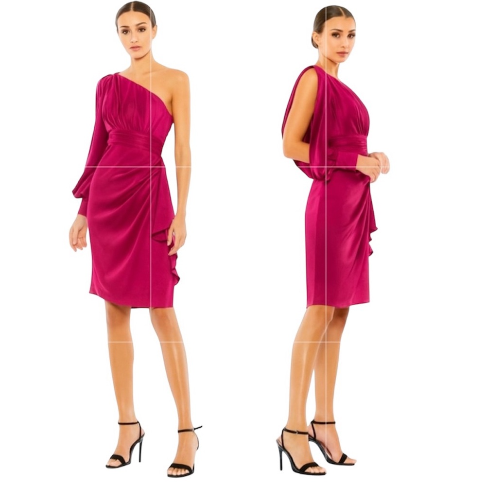 Ieena for Mac Duggal Satin Cocktail Dress in Rasberry Size 6